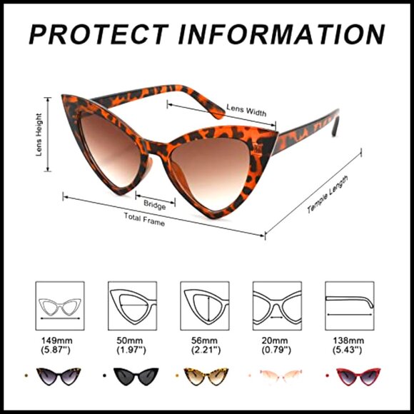 Retro Cat Eye Sunglasses with UV400 Protection Plastic Frame